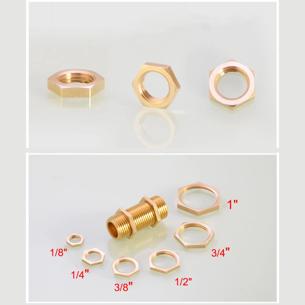 1/3/5/10 Uds 1/8 "1/4" 3/8 "1/2" 3/4 "1" 1,2 "BSP tapa de vástago Hexagonal de rosca hembra tuercas de bloqueo hexagonales de latón accesorio de tubería