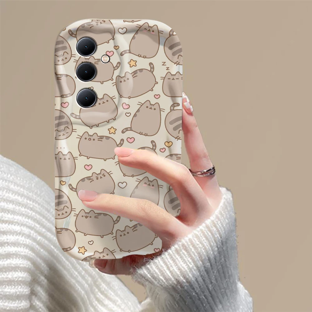 Funny Pusheens Cat 3D Wave Case For Samsung A73 A72 A71 A55 A54 A53 A35 A34 A33 A25 A24 A23 A15 A14 A13 A05 A04 A03 4G 5G Cover - náhled 4