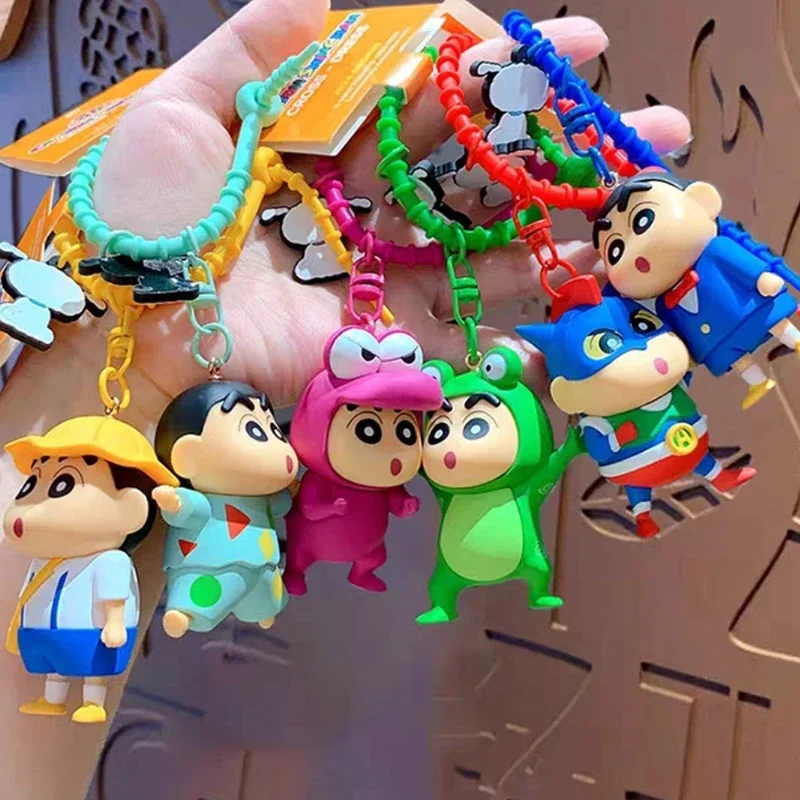 Crayon Shin-chan Cross-dressing Keychain Pendant Figure Cute Cartoon Dolls Men Women Hanging Ornaments Collection Model Gifts