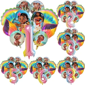 11 buah / set Balon Kartun Moana Petualangan Laut Set Perlengkapan Dekorasi Pesta Ulang Tahun Pertama Baby Shower Shell Conch Globos 10 dekorasi pesta laut penjualan terbaik - №