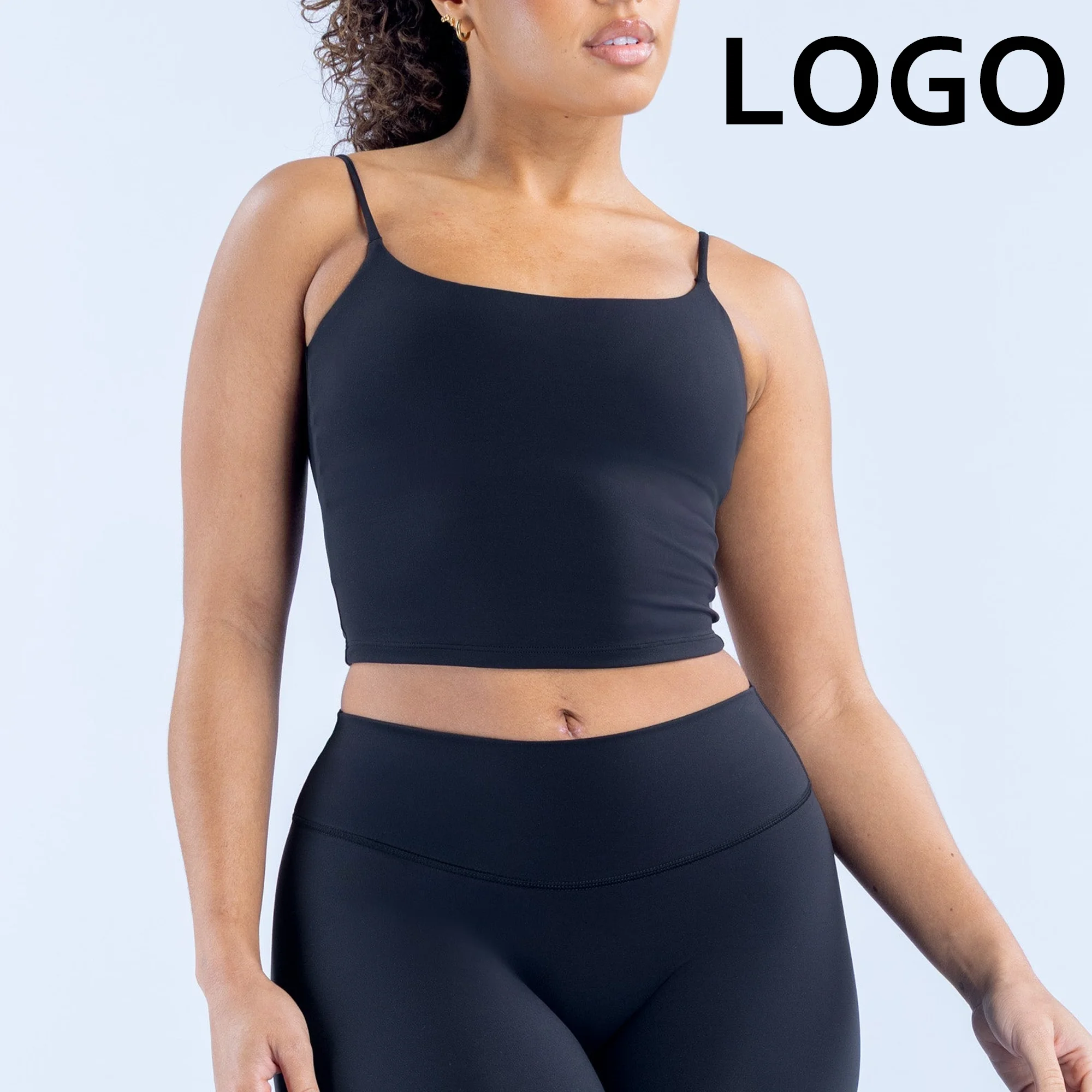 DF-logo Origin Strappy Top Women Seamless Tank Top Butter Soft Sleeveless Yoga Vest Breathable Gym Workout Fitness Activewear