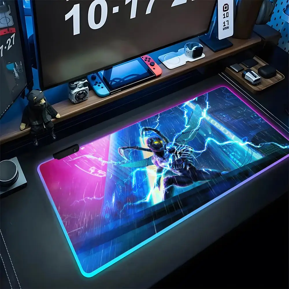 Blue B-BeetleS Mouse Pad Gaming LED 700x300 Mouse Mat Mousemats Table Pads Simple PC Desk Mat RGB Keyboard Mat XXL