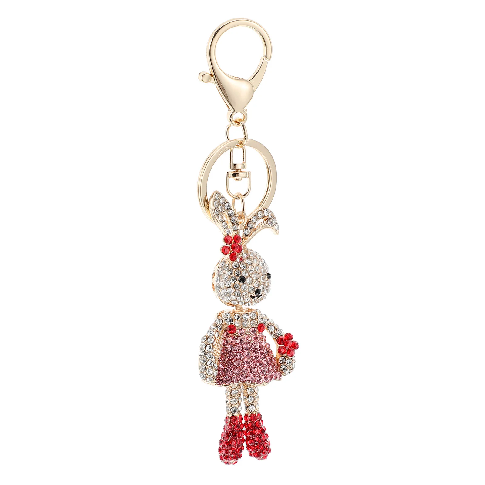 Shape Zinc Alloy Keychain Unique Car Portable Hanging Decoration Multipurpose Bunny Locket Rhinestone Key Bright
