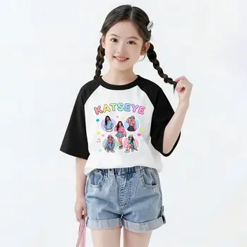 Kids Katseye Graphic Cotton T-Shirt 4 Youth Girl Pop Girl Group Katseye Print T Shirt Casual Vintage Singer Pattern Streetwear 100% Cotton Kids Katseye Tshirts 4