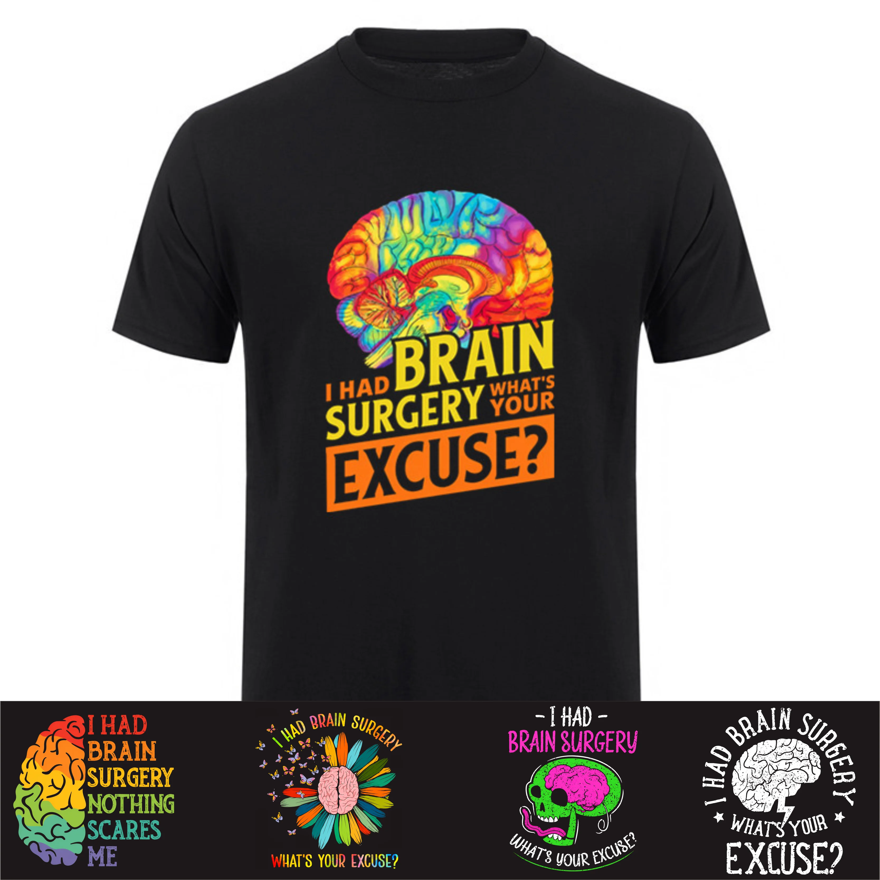 T-shirt pour hommes avec inscription « J'ai subi une chirurgie cérébrale, quel est votre excuse ? », pour survivants de interventions chirurgicales, mode décontractée, 100% coton, coupe ample HJ-055