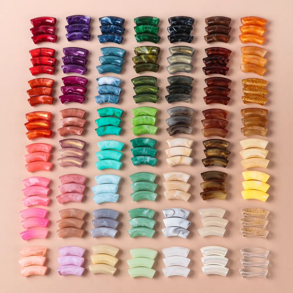 15 Stück Acryl 11 mm klobige Bambusrohrperlen, zweifarbig, gebogenes Kunstharz, lose Perlen für DIY-Armband, Halskette, Schmuckzubehör – Detail 3