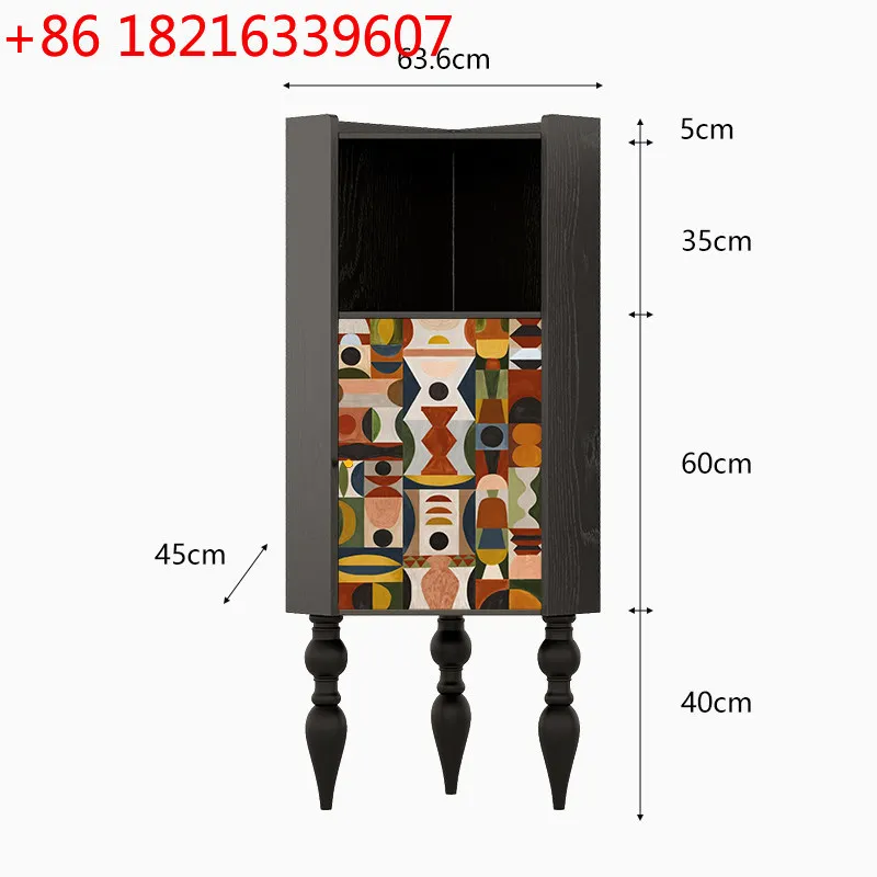 YAO YAO French vintage abstract art solid wood corner cabinet storage for storage, no installation needed, dining room