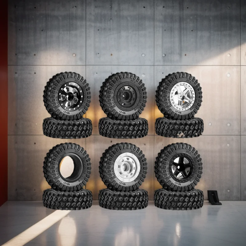 AUSTARHOBBY 1.0 inch RC Rubber Tires 4pcs for 1/18 TRX4M 1/24 Axial SCX24 RC Crawler Car
