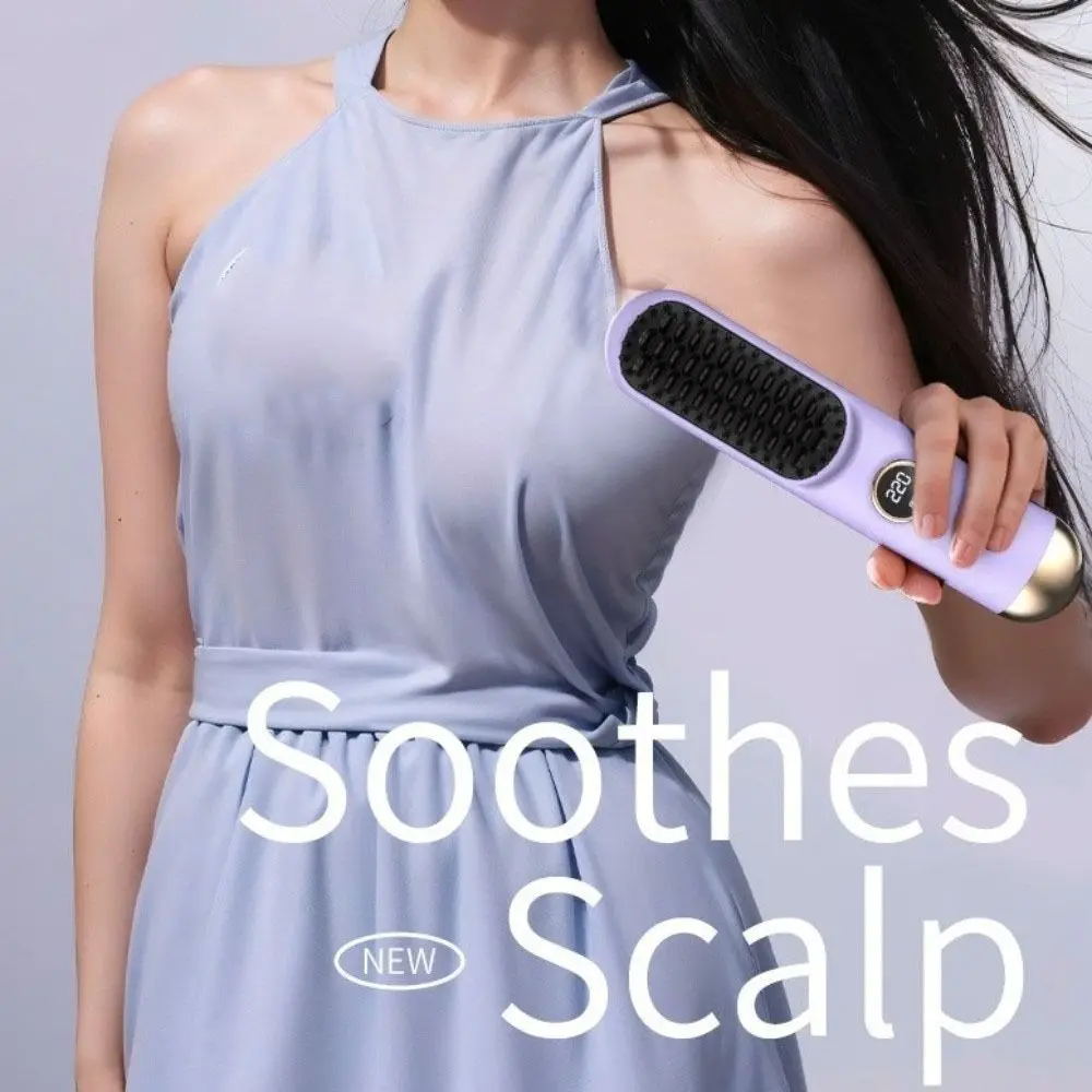 

Электрическая щетка-выпрямитель для волос с 9 настройками температуры 120-220C ° Инструмент для укладки отрицательных ионов с двойным функцией, перезаряжаемый