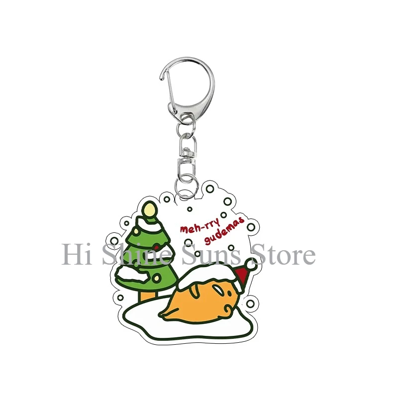 عيد الميلاد Gudetama الكرتون لطيف سلسلة مفاتيح مصنوعة من الأكريليك اكسسوارات المنزل أنيمي Kawaii بنات بنين مجوهرات الحفلات سحر معلقة هدايا عيد الميلاد #3