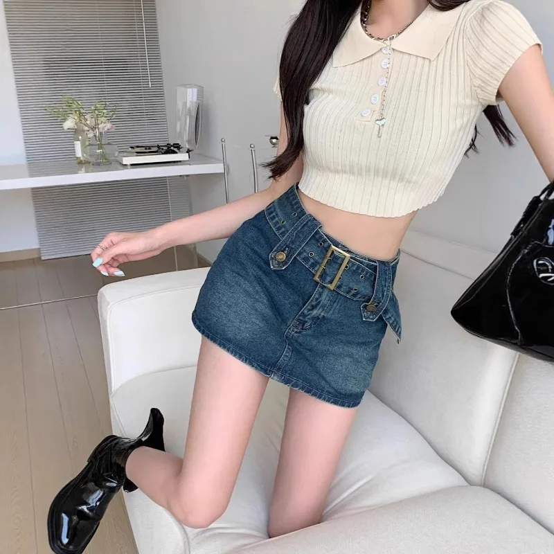 

Новая женская летняя джинсовая короткая юбка с высокой талией, облегающая, модная мини-юбка с подкладкой, предотвращающей просвечивание, для женщин