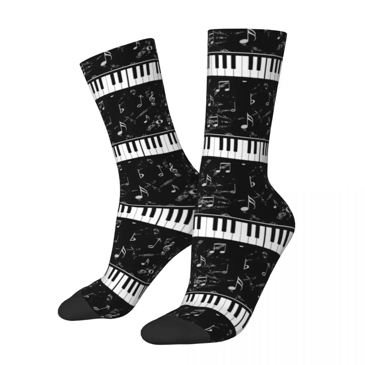 Funny Men Socks Harajuku Black And White Piano Music Pattern Sock Novelty Street Crazy Women's Socks Spring Summer Autumn Winter