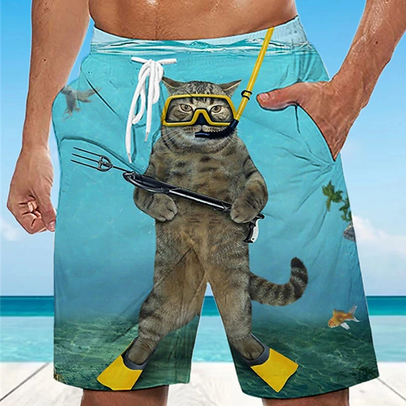 

Casual adult men's fun animal 3D printout sports shorts for summer fashion, quick-drying swimming pants, streetwear trendy style