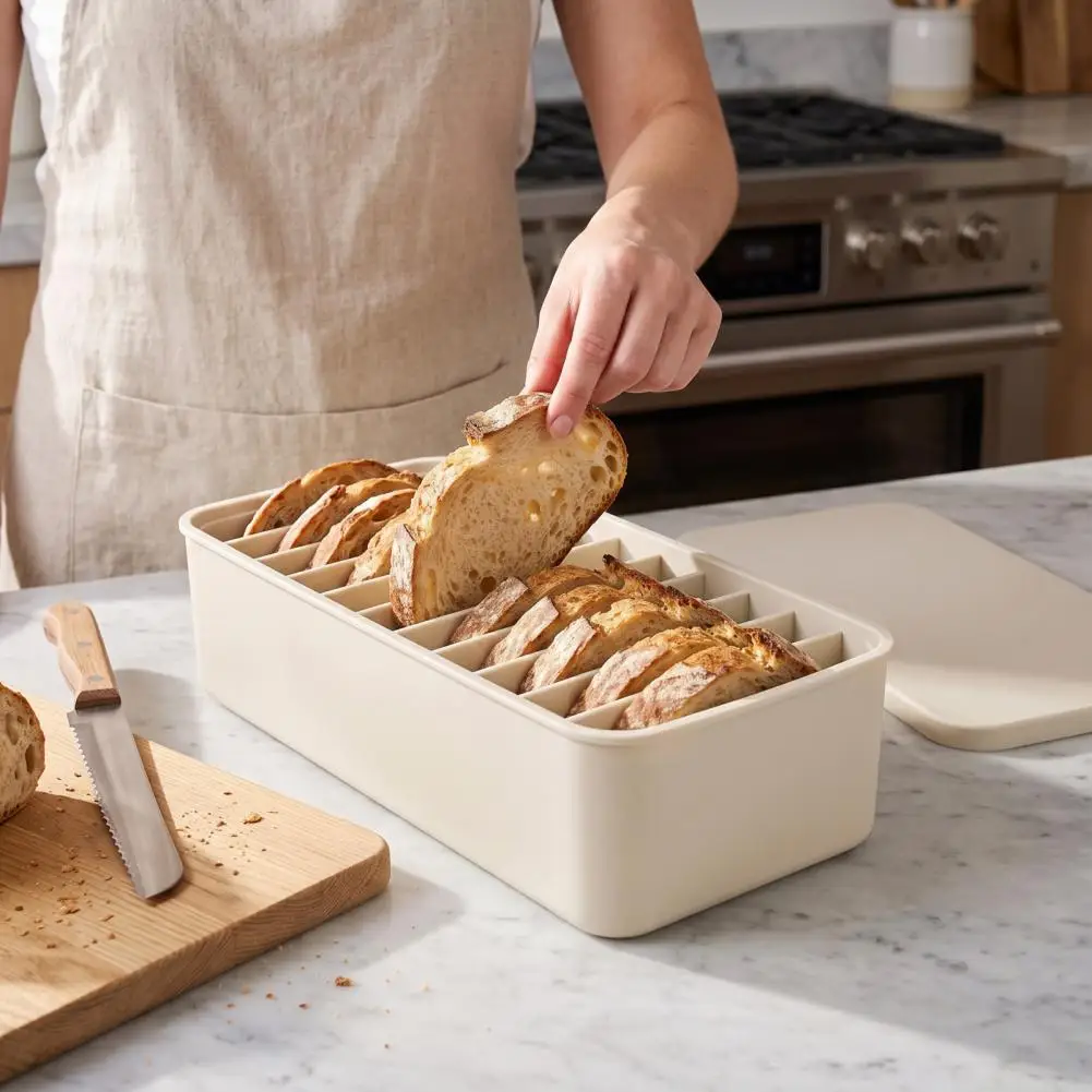 Silicone Bread Freezer Organizer Home Baking Meal Prep Tool 11-slot Silicone Bread Freezer Box Flexible Reusable for Thick-cut