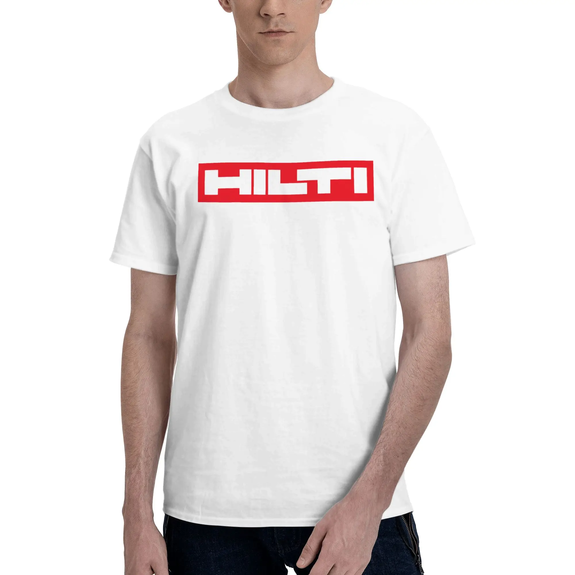 New Fashion Man Hilti Machine Logo Abrasion-Resistant Reversible T-shirt Urban Casual Men's T-shirts