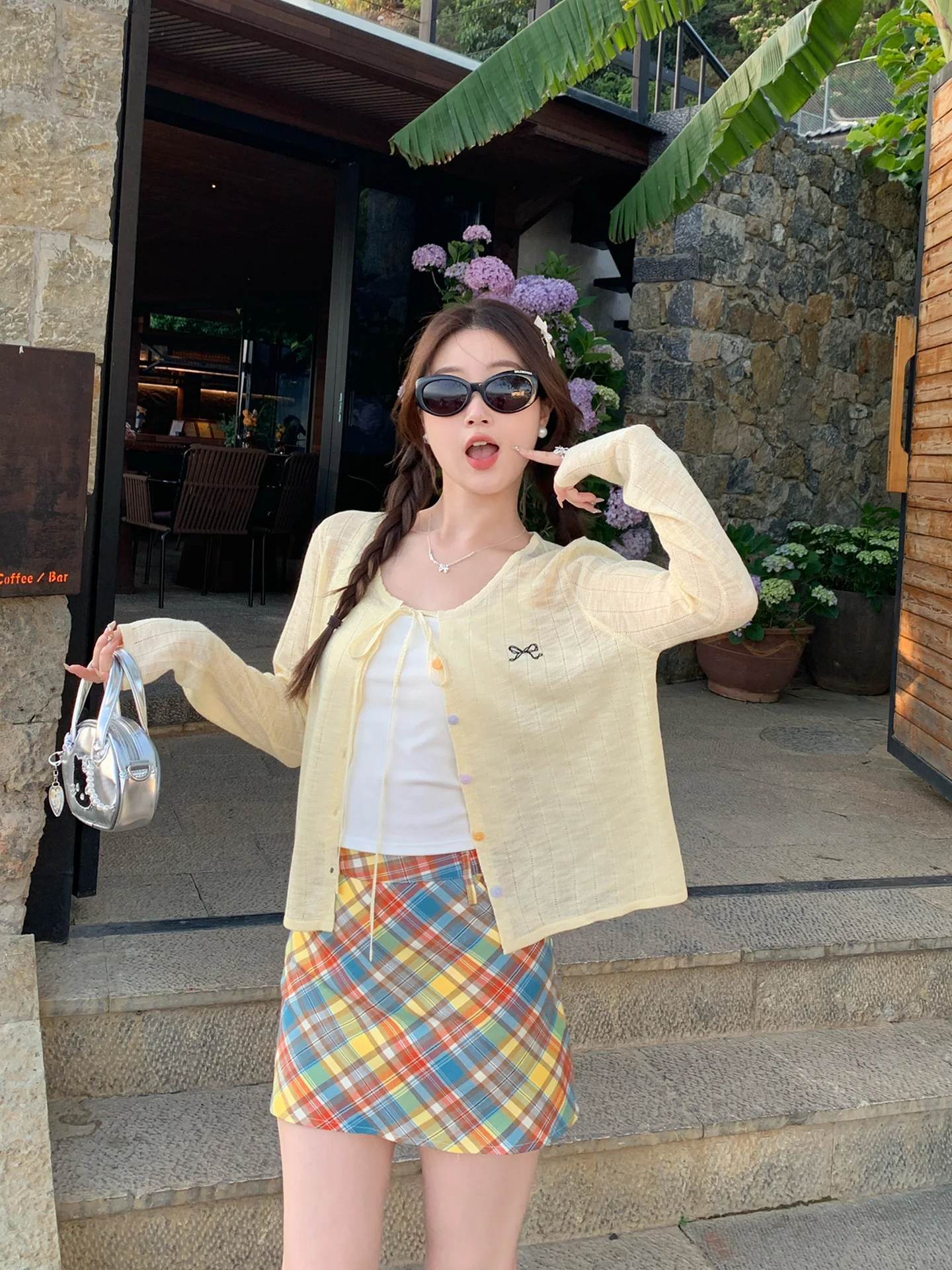 

Summer Thin Cardigan Women's Sleeveless Embroidery Top with Belt UV Protection Cover up Commute Style Knitted Sweater