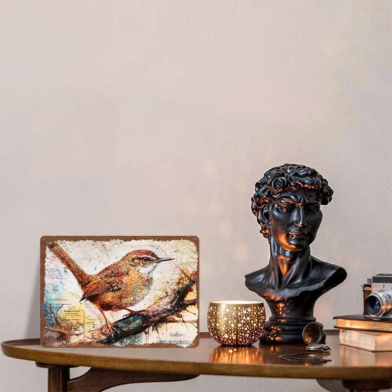South Carolina Wren Poster Customized Wall Art Vintage Metal Signs Retro Tin Plaque for Man Cave Living Room Decoration At Home