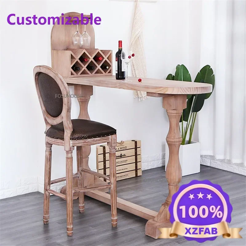 Factory Direct 2026 Top Home Living Room Partition Table American Retro Solid Wood Small Bar TablesKitchen Island Dining Table H