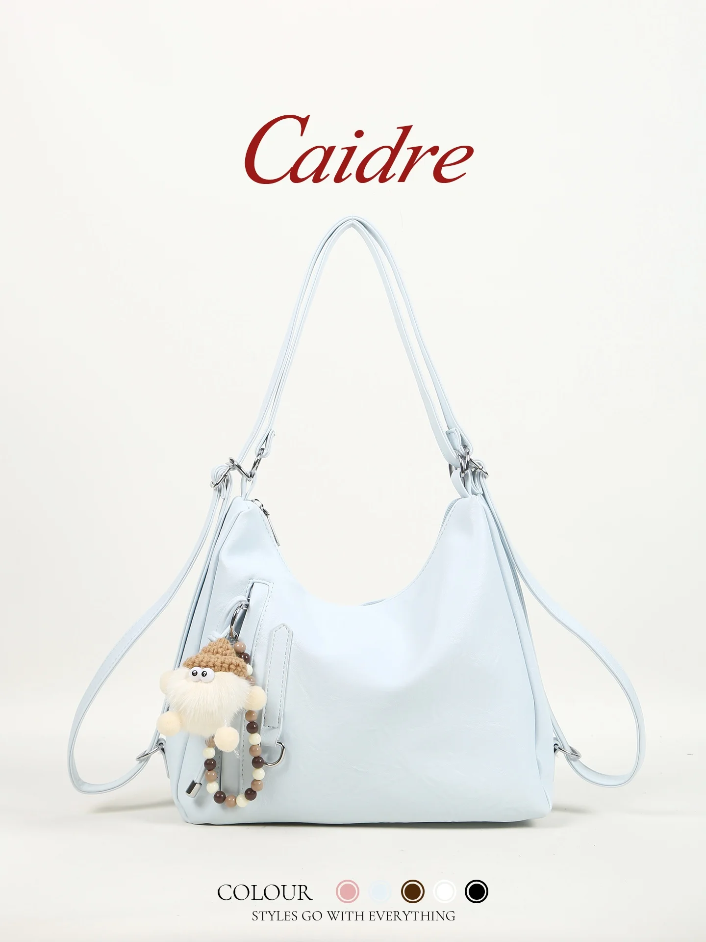 Caidre Adorable Large Capacity Women's Crossbody Bag Hobo Single Shoulder Satchel 2026 New Style Commuter Friendly PU Leather