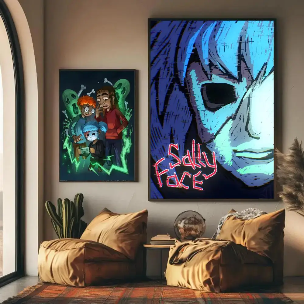 Game S-Sally Face Poster Self-adhesive Wall Mural Art Waterproof Sticker For Bar Room Decor High Quality Print Gift