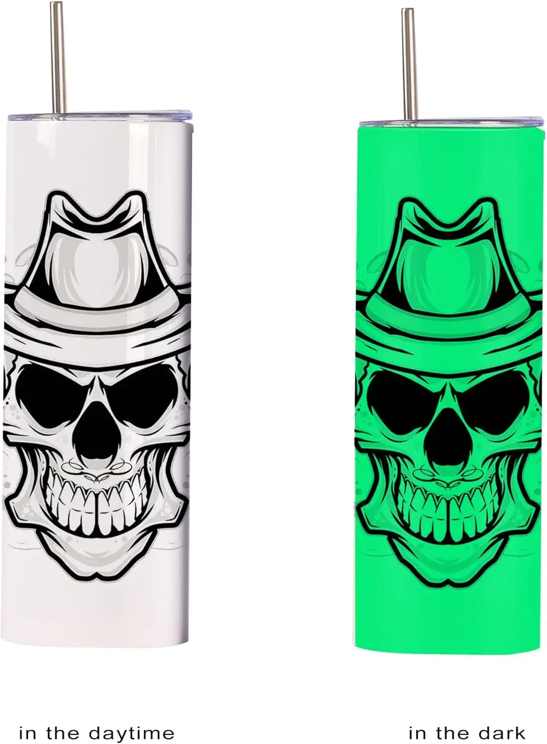 

25 Pack Luminous Green Glow in the Dark Sublimation Tumblers 20 Oz Skinny Blanks Tumbler Bulk with Lid and straw(25pcs-green)