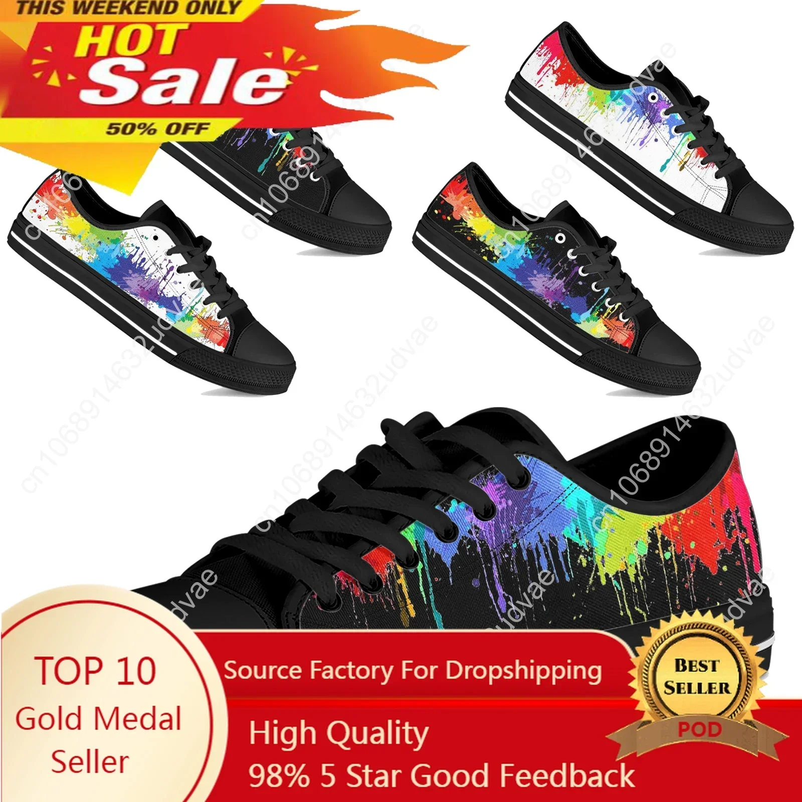 2023 Women Rainbow LGBT Canvas Vulcanized Sneakers Casual Lace-up Flat Shoes Scarpe Donna Estive