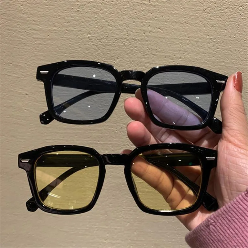 Vintage Square Sunglasses Woman Fashion Designer Shades Mirror Retro Sun Glasses Female Fashion Rivet Orange Lens Oculos De Sol