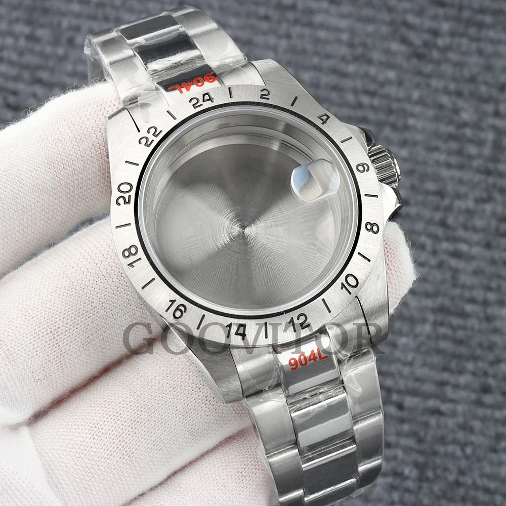 39mm EXP 24 Hours Fixed Bezel NH35 Men's Watch Case Sapphire glass For NH35 NH36 NH38 NH34 Movement Steel Jubilee/Oyster Strap