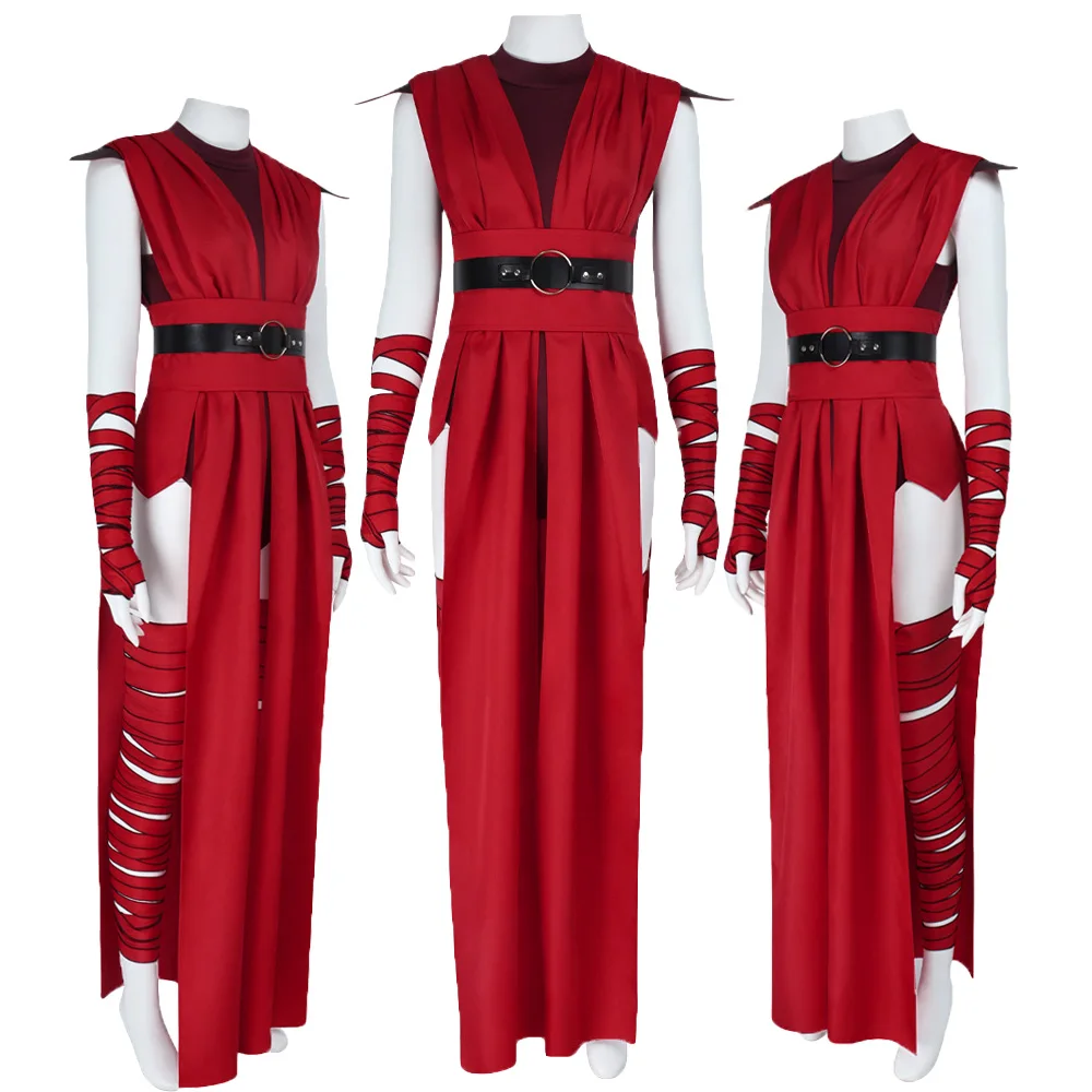Costume de Cosplay Merrin pour femme, Costume rouge pour fête de carnaval d'halloween, spectacle sur scène, vêtements Merrin pour jeu de rôle