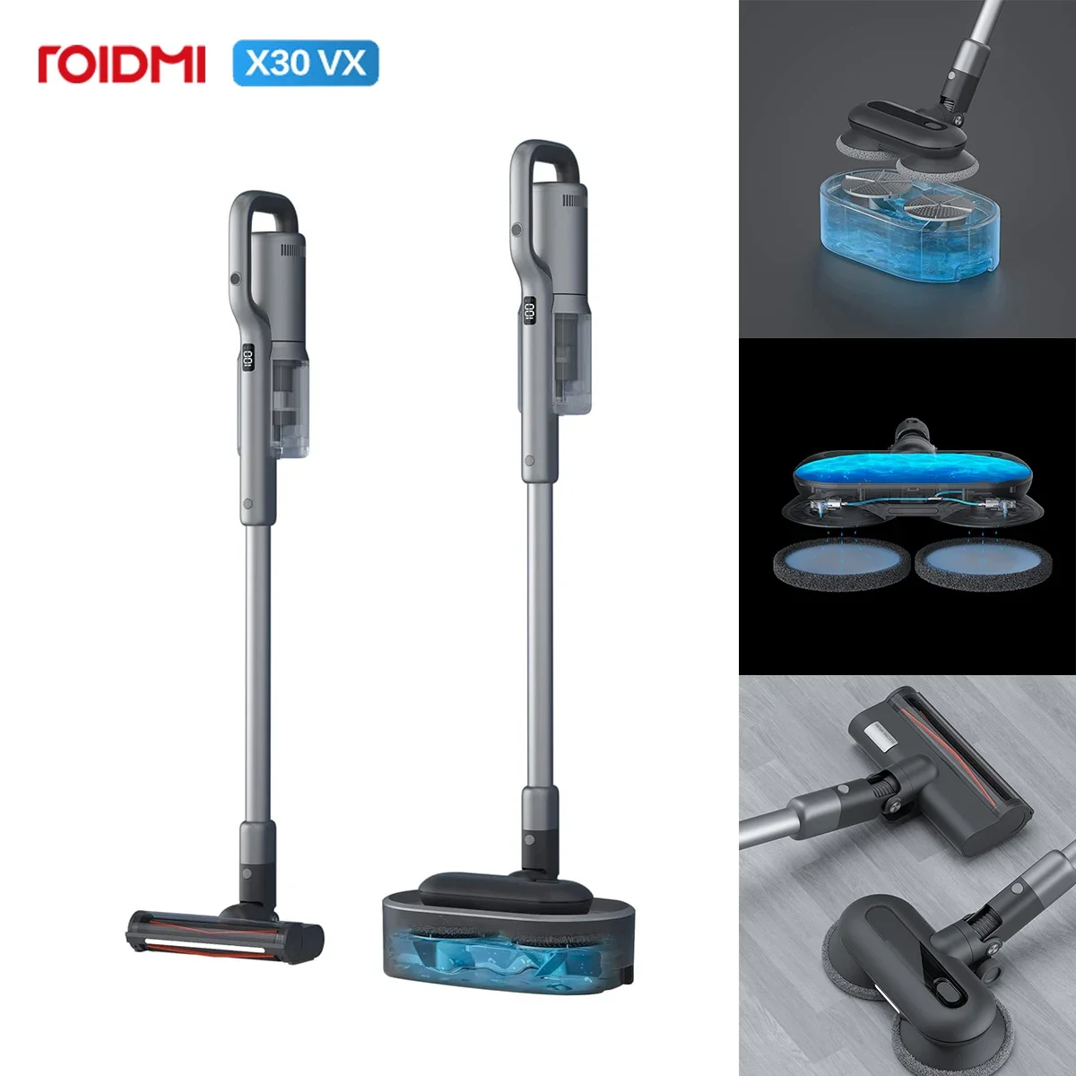 

Xiaomi Roidmi X30 VX NEX VX Self-cleaning Cordless Vacuum and Wipe Cleaner with Electric Double Swivel Mop Upgrade from X30 plus