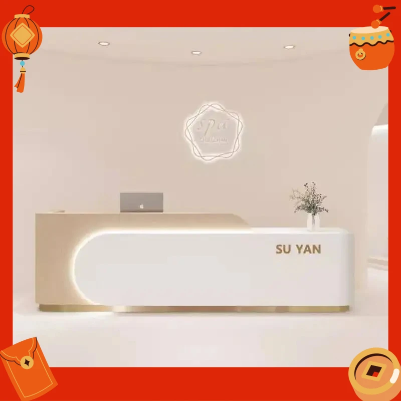 A Dental Beauty Salon Reception Desk Light Luxury Clothing Store Training Institution Bar Checkout page Comptoir Furniture