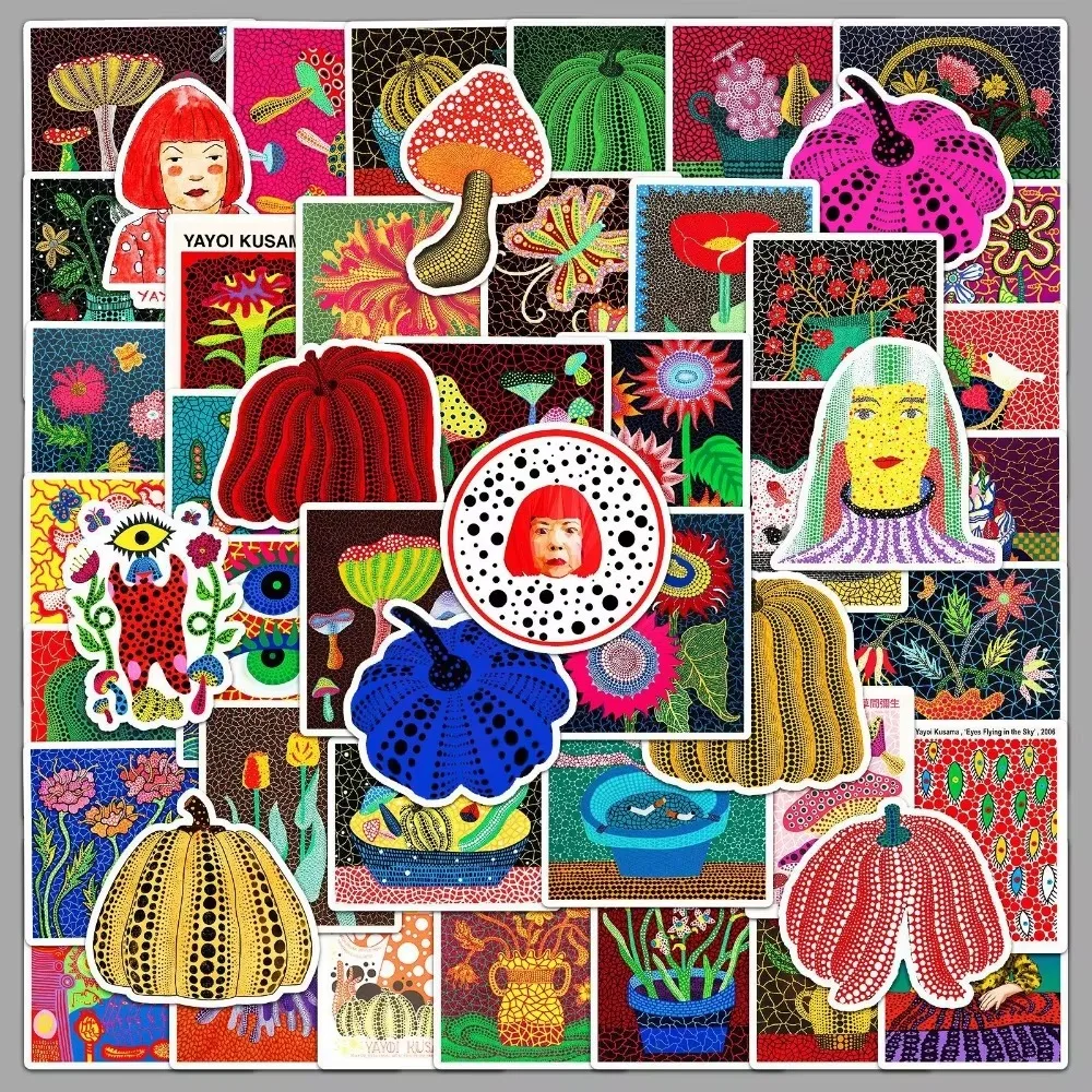 50 قطعة Yayoi Kusama اليقطين قماش الفن الملصقات ملصقات DIY جراب هاتف الكمبيوتر المحمول سكيت هدية خوذة