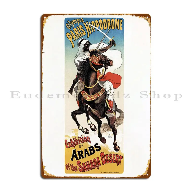 Arab Riding Black Stallion Metal Plaque Poster Pub Funny Pub Mural Cinema Print Tin Sign Poster