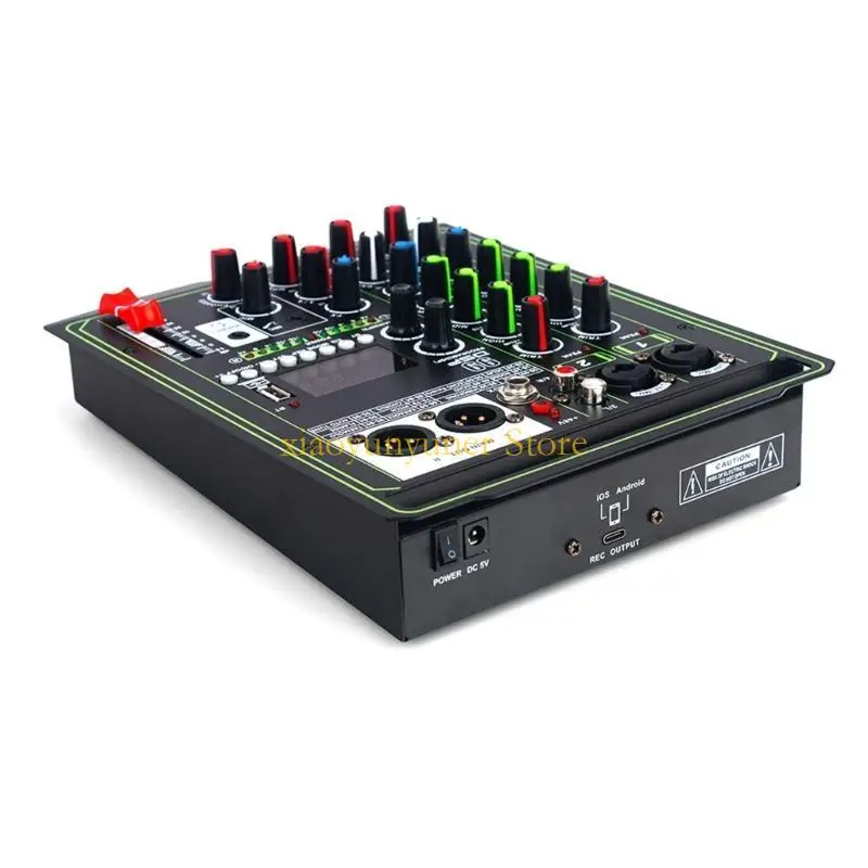 4-Channel Mixing Console Outdoor Stage Karaoke Multifunctional Build-In Sound Card Digital Reverberation Mixer P9JB