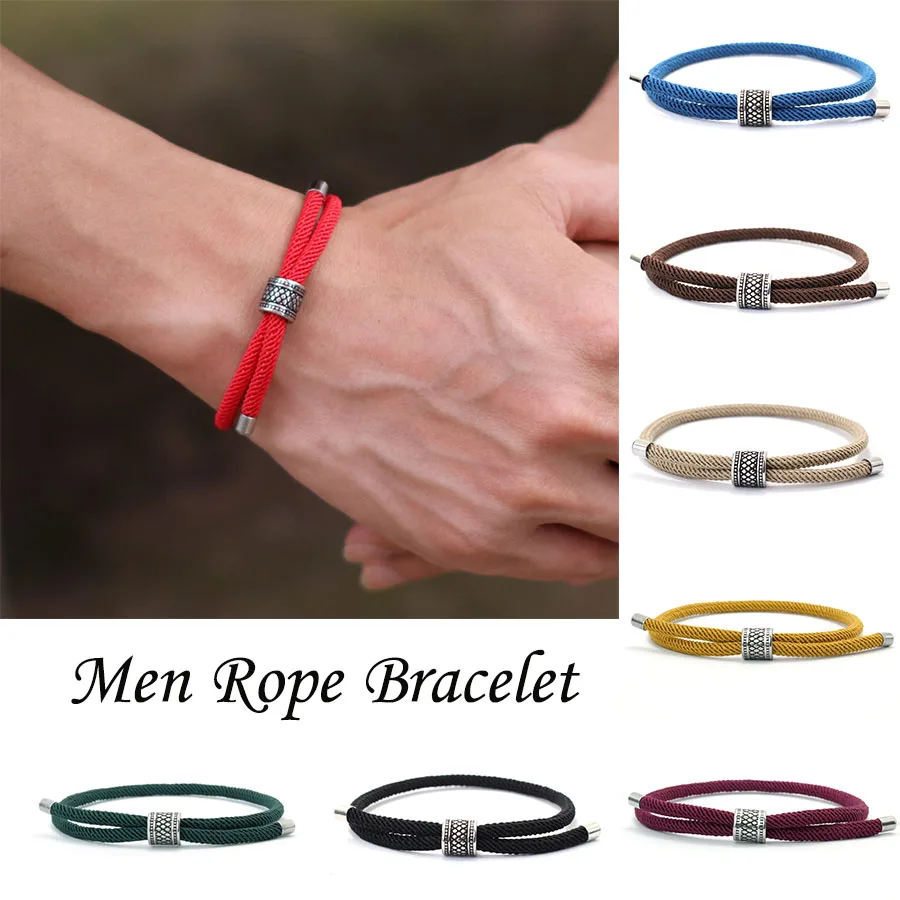 

Винтажный нейлоновый браслет из веревки для мужчин, раздвижной регулируемый этнический браслет ручной работы, Brazalete, для отдыха, кемпинга, Hombre, ювелирные изделия Pulsera