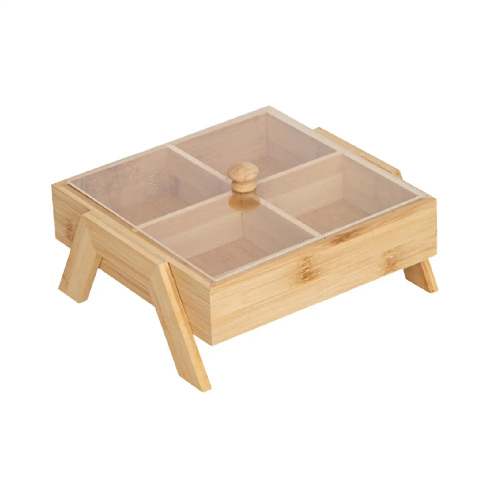 Snack Tray Nuts Storage Platter with Acrylic Lid Multifunctional Sturdy Wooden for Outdoor Picnic Home Teahouse Family Dinner
