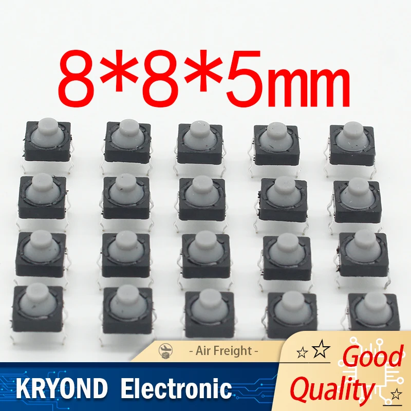 20PCS/Lot 8x8x5mm 4PIN G77 Conductive Silicone Soundless Tactile Push Button Micro Switch Self-reset