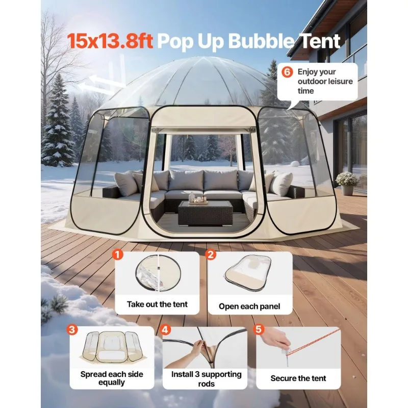 UV waterproof transparent camping tent outdoor garden dome