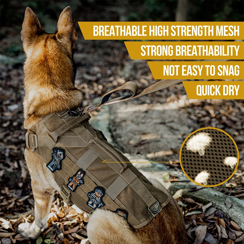 Aire Mesh No-Pull Dog Harness الخدمة التكتيكية سترة الكلب نمط عسكري ملابس الكلاب مع مقابض للتدريب على المشي