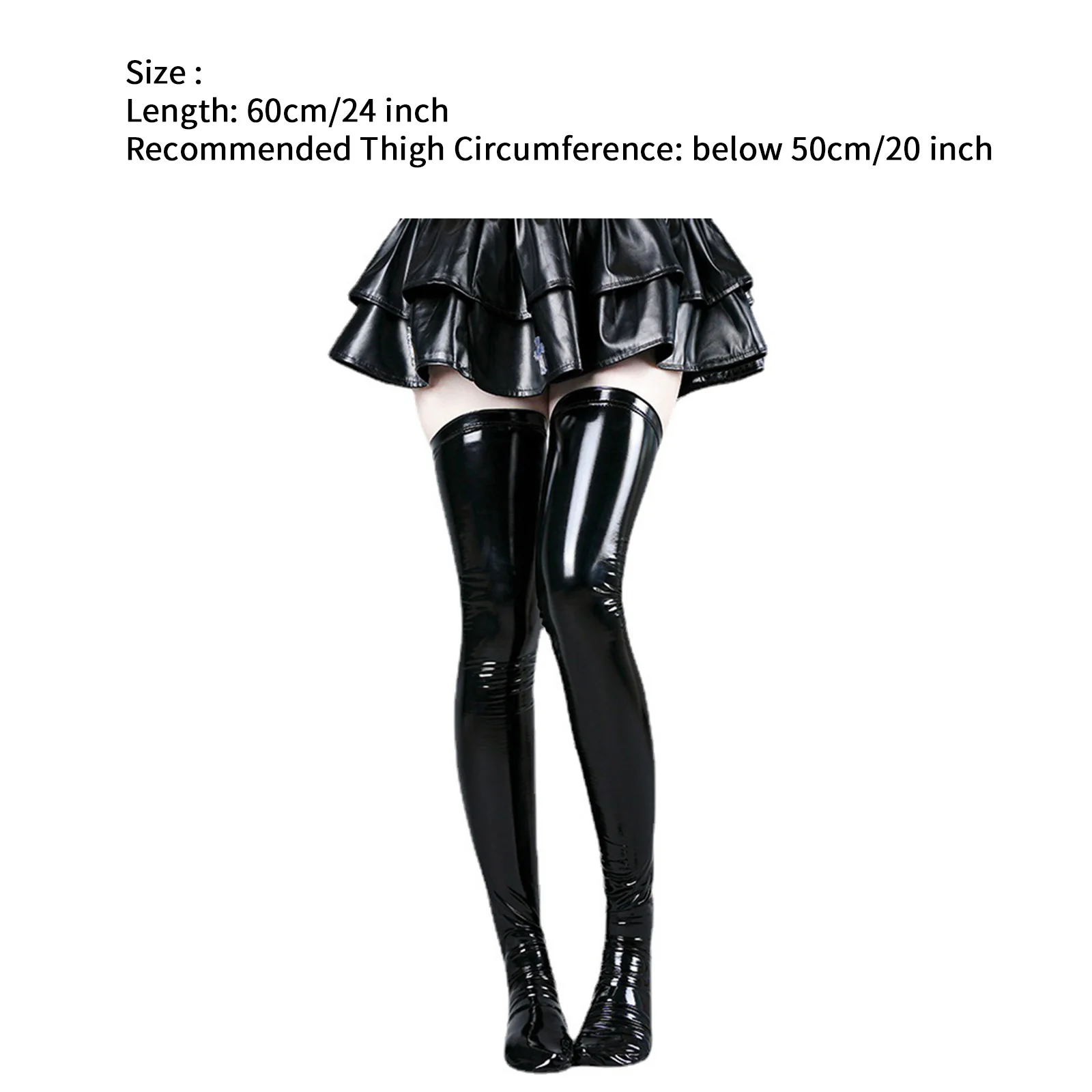 Patent Leather Thigh High Latex Stockings Women\'s Glossy Long Socks For Party Club Cosplay Lingerie Sexy Skinny Catsuit Stocking