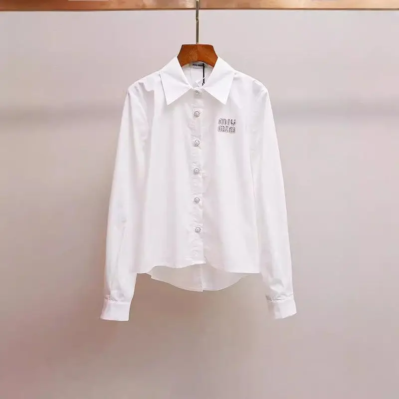 

Женская повседневная одежда Long Sve Diamond Embellied irt с отложным воротником и буквенным принтом, новое поступление