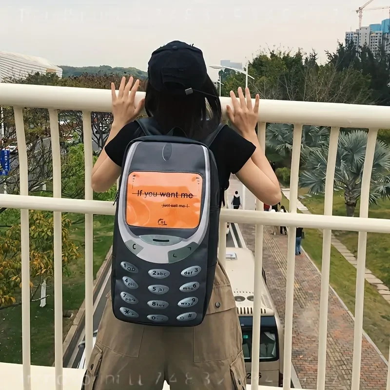 Women's Creative Large Capacity Backpack with Funny Phone Print Fashion Trendy Couple Bag view 5