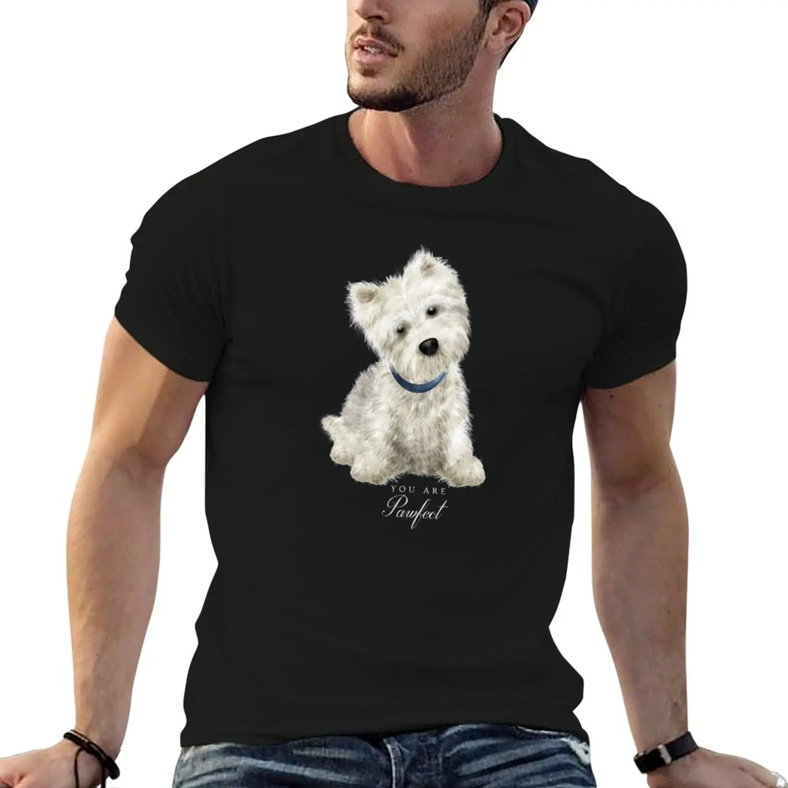 Pawfect lovely Westie T-Shirt Christmas Casual Short Sleeve Top
