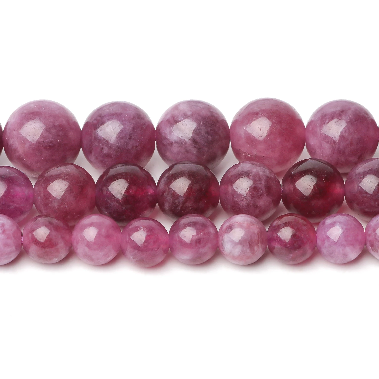 6/8/10mm AA Kunzite Natural Stone Bead Smooth Round Spodumene Loose Spacer Beads for Jewelry Making Supplier DIY Bracelets 15\'\'