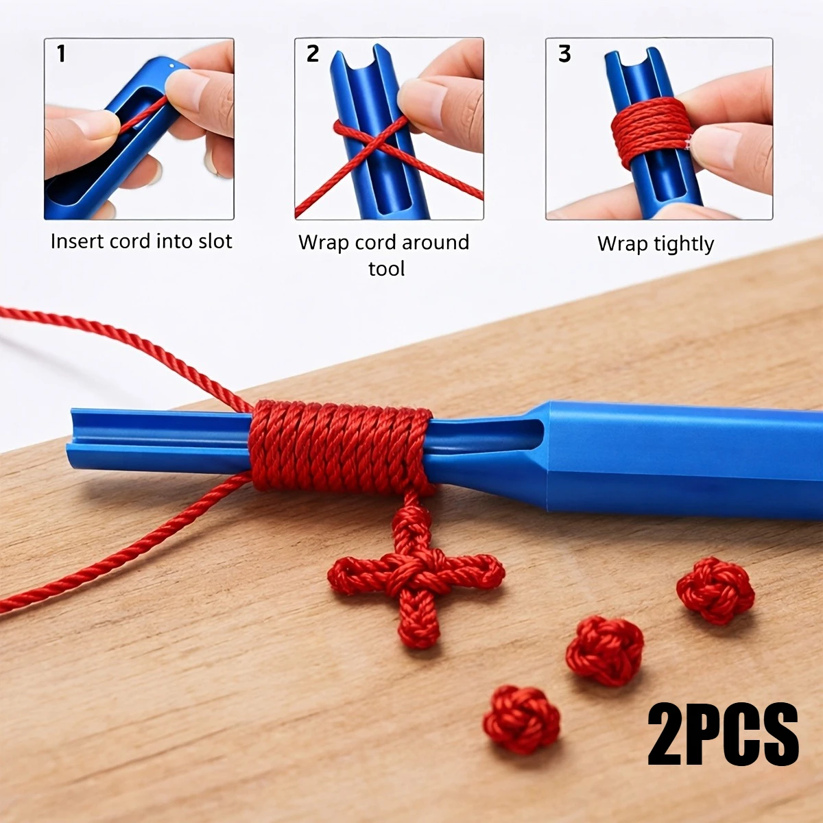 2Pcs Quick Knotting Aids with Plastic Conical Threaders, Smooth Line Tool for Rope Weaving & Crafts, Easy for Beginners