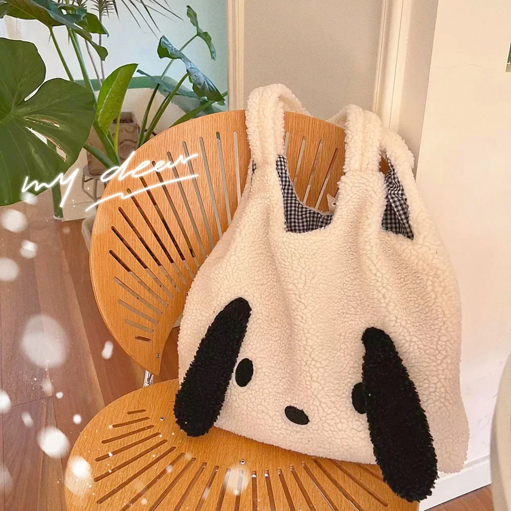 Big Ears Imitation Lamb Hair Shoulder Bag For Women New Soft Warm Plush Tote Bag Large-capacity Shopper Bag Kawaii Handbags Sac