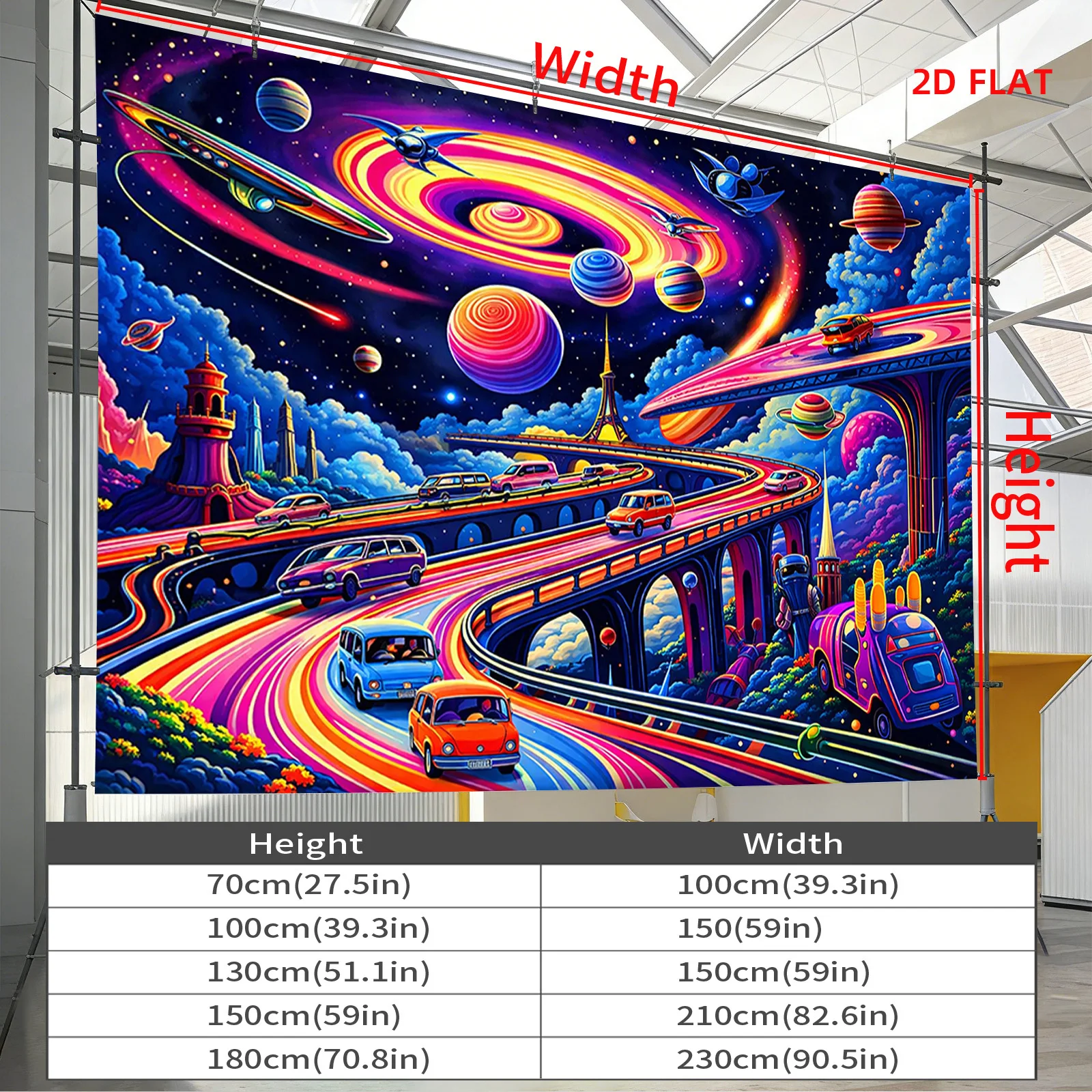 Bohemian Retro Sci Fi Space Galaxy Tapestry Wall Decor Abstract Cosmic Cityscape Art Print Poster for Modern Home Bedroom Loft