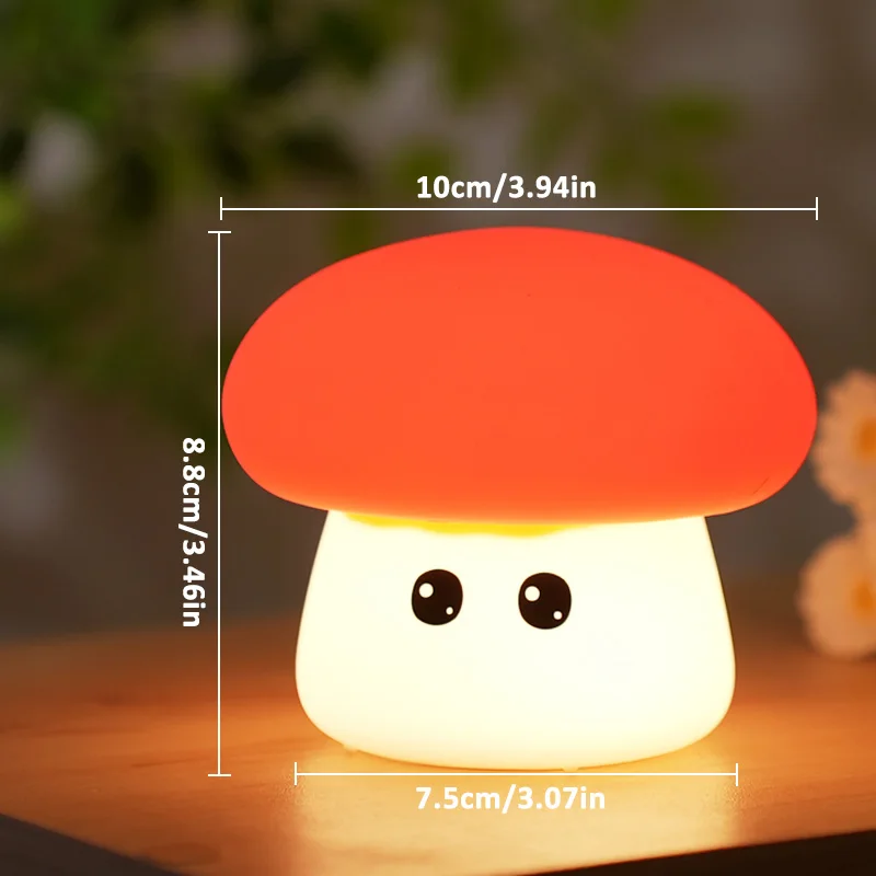 Lampe de nuit champignon, lampe de bureau en silicone souple, lampe de chevet pour chambre d'enfant, un excellent choix pour offrir des cadeaux, chargement USB