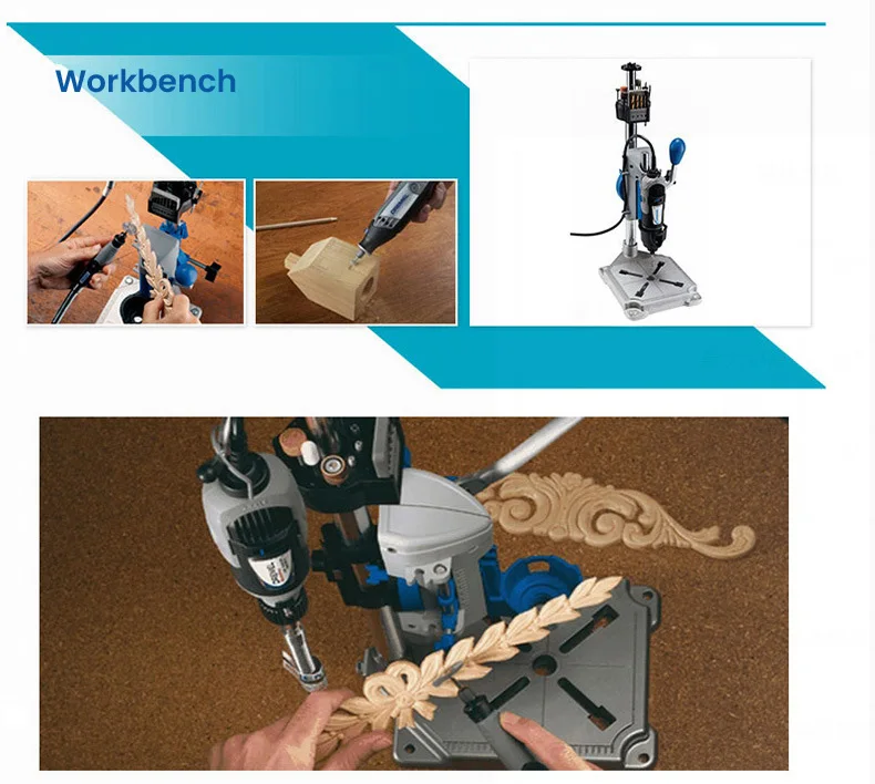 Dremel 2 In 1 Drill Machine Table Drilling Machine Flex Shaft Clamping Rack Work Station Vise Bench for Electric Rotary Tool