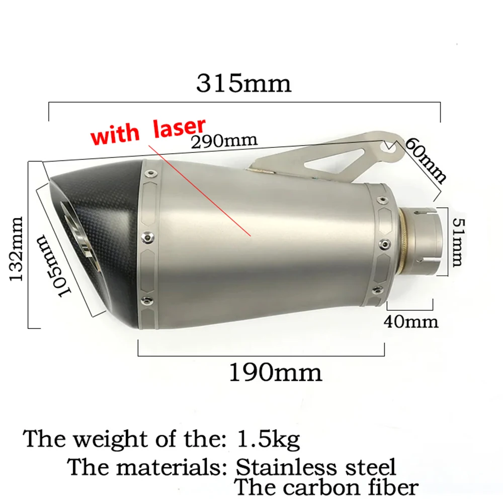 Hot Sale Motorcycle Exhaust Muffler Escape Moto Removable DB Killer Laser 51/60/65mm for BMW S1000RR 2010-2014 Slip-on